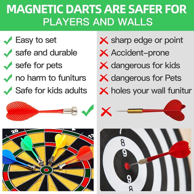 moopok Magnetic Dart Board for Kids-12Magnetic Dart/Sticky Balls Or 2 Toy Gun+40 Foam Dart.Indoor/Outdoor Kids Games and Party Games,Christmas Birthday Gifts Toys for 3-12 Year Old Boys - Image 3